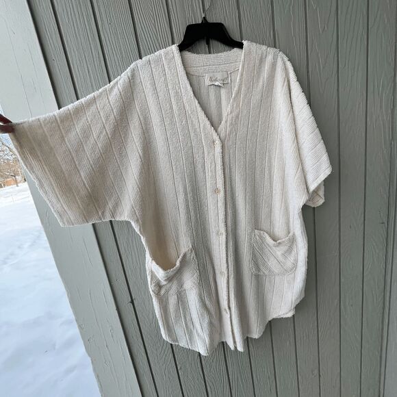 VTG Herbercraft Chenille Housecoat Robe 2X Textured Ivory Oversized Cozycore - Picture 5 of 12